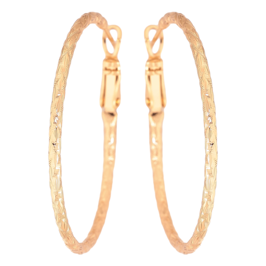 Серьги Xuping цвет Позолота 18K кольца (конго) "Декоративный узор" ø 4см фото №1