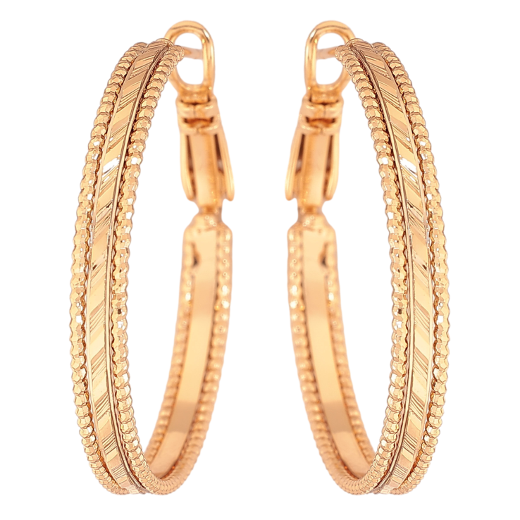 Серьги Xuping цвет Позолота 18K кольца (конго) "Декоративный узор" ø 3см фото №12