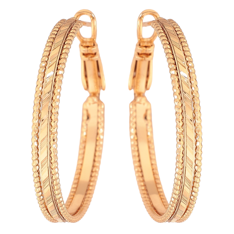 Серьги Xuping цвет Позолота 18K кольца (конго) "Декоративный узор" ø 3см фото №1