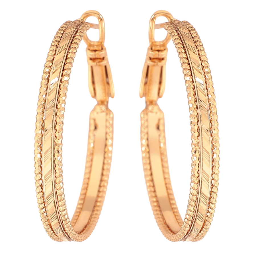 Серьги Xuping цвет Позолота 18K кольца (конго) "Декоративный узор" ø 3см фото №1