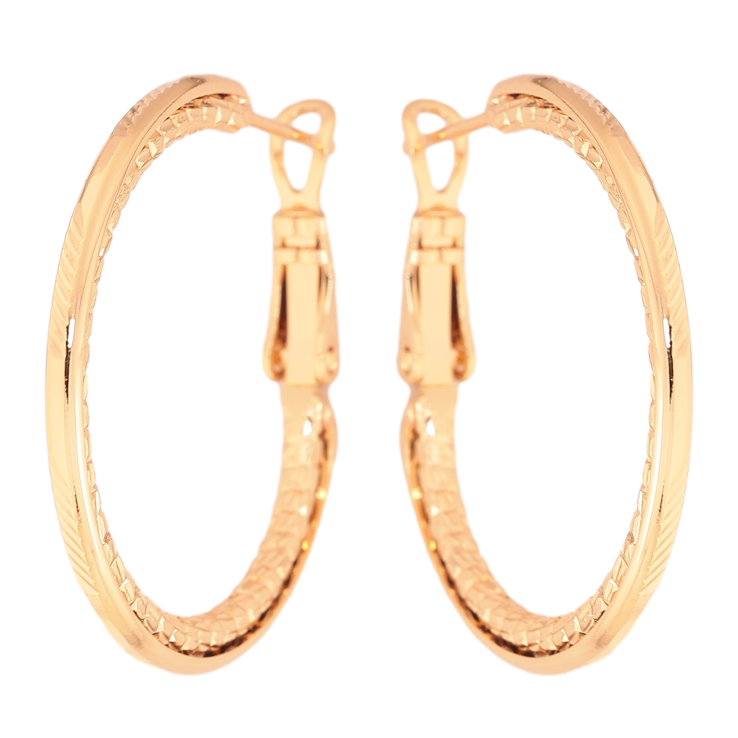 Серьги Xuping цвет Позолота 18K кольца (конго) "Декоративный узор" ø 3см фото №8