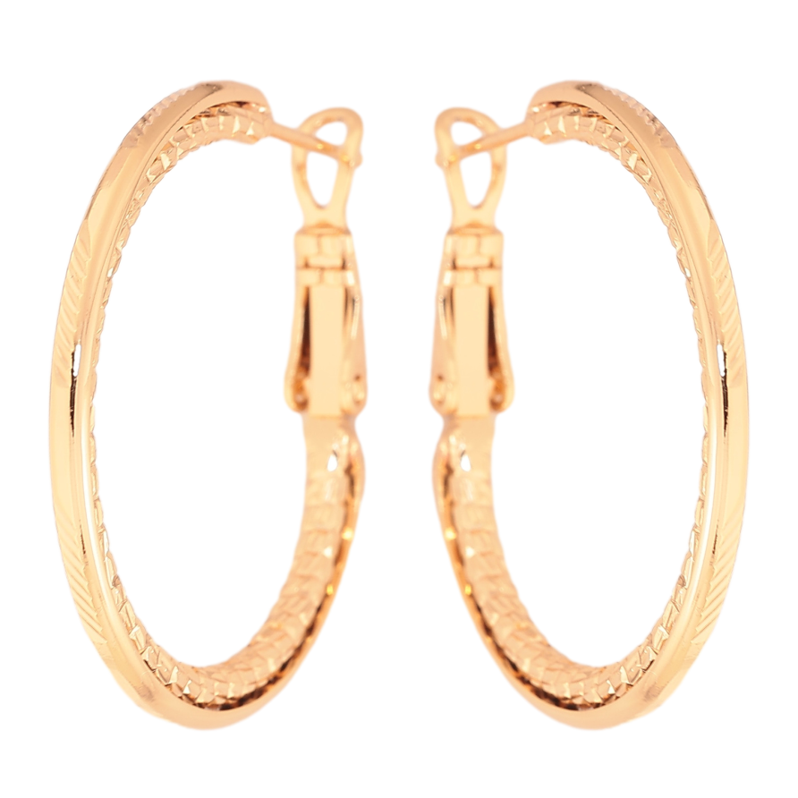 Серьги Xuping цвет Позолота 18K кольца (конго) "Декоративный узор" ø 3см фото №1