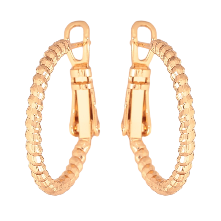 Серьги Xuping цвет Позолота 18K кольца (конго) "Декоративный узор" ø 2см фото №1