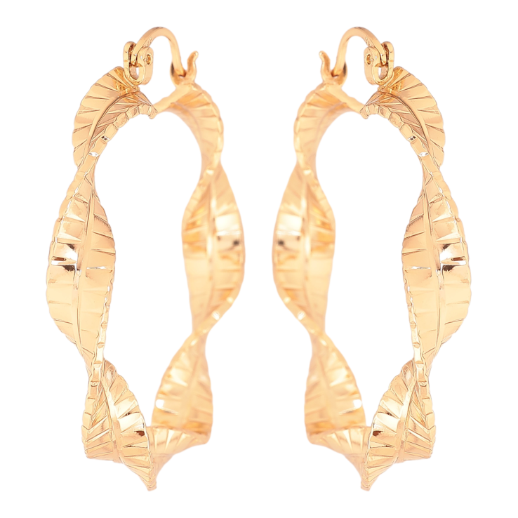 Сережки Xuping колір Позолота 18K кільця (конго) "Декоративний візерунок" ø 4см фото №24