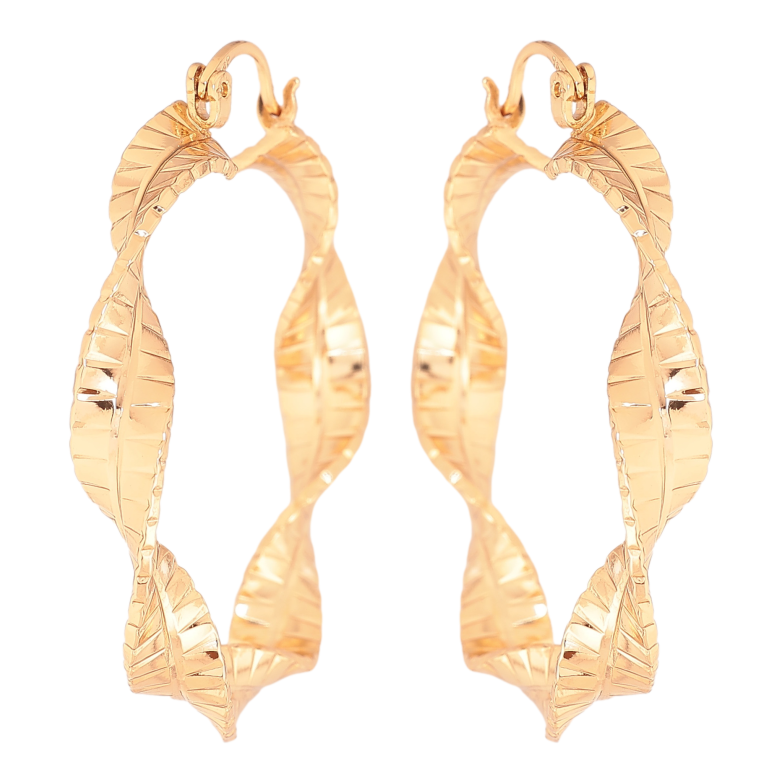 Сережки Xuping колір Позолота 18K кільця (конго) "Декоративний візерунок" ø 4см фото №1