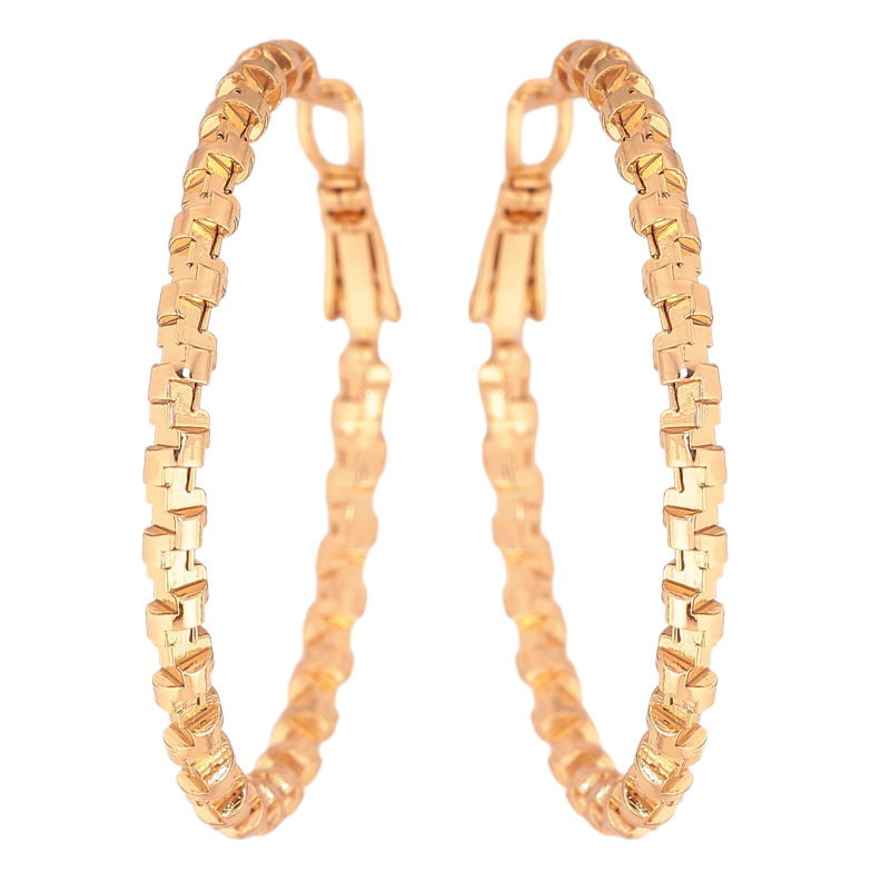 Сережки Xuping колір Позолота 18K кільця (конго) "Декоративний візерунок" ø 4см фото №1