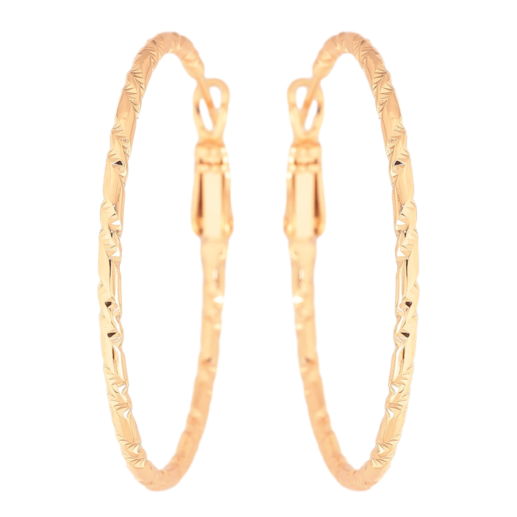 Сережки Xuping колір Позолота 18K кільця (конго) "Декоративний візерунок" ø 4см фото №15