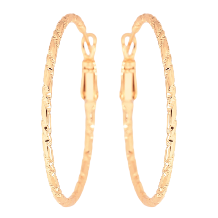 Сережки Xuping колір Позолота 18K кільця (конго) "Декоративний візерунок" ø 4см фото №1 Сережки Xuping колір Позолота 18K кільця (конго) "Декоративний візерунок" ø 4см фото №1