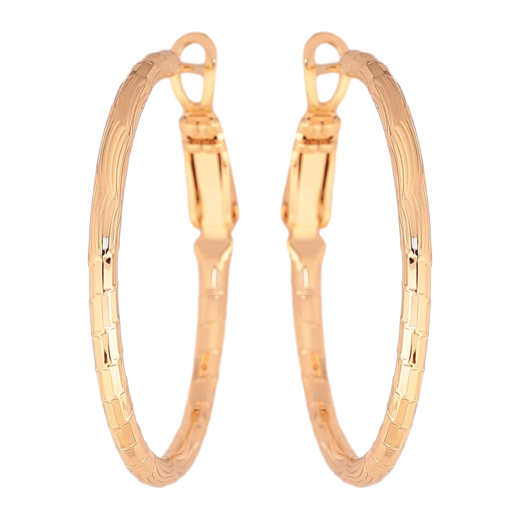 Сережки Xuping колір Позолота 18K кільця (конго) "Декоративний візерунок" ø 3см фото №12