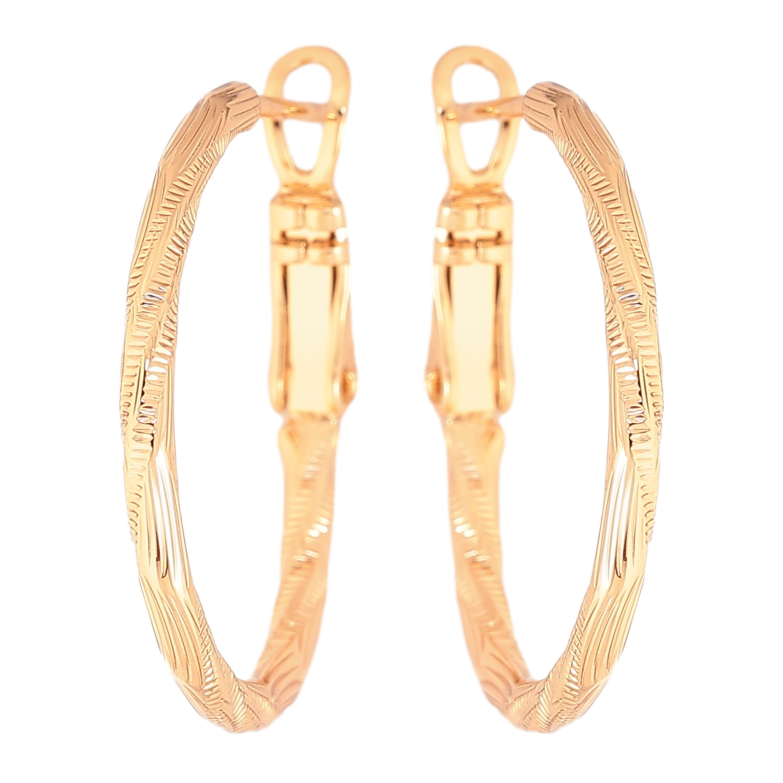 Серьги Xuping цвет Позолота 18K кольца (конго) "Декоративный узор" ø 2.5см фото №1