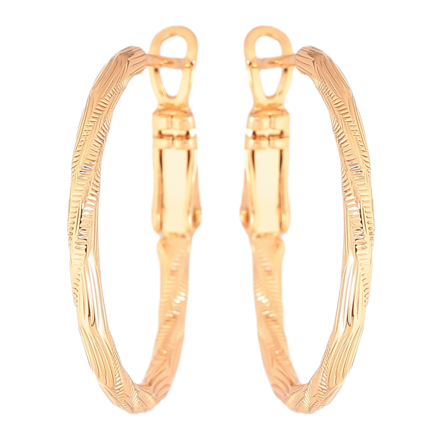 Серьги Xuping цвет Позолота 18K кольца (конго) "Декоративный узор" ø 2.5см фото №1