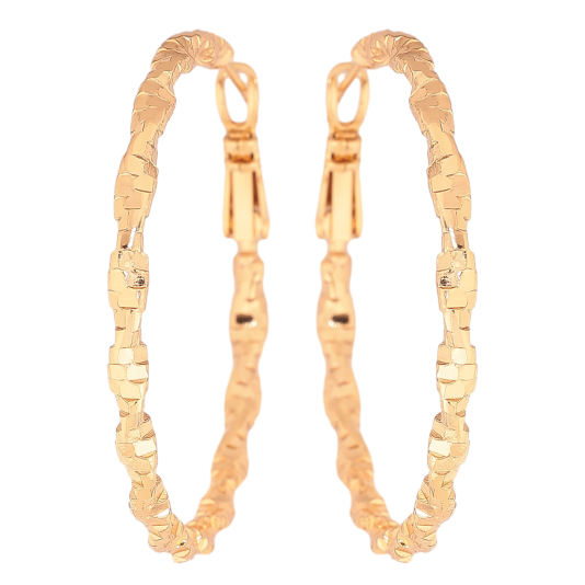 Серьги Xuping цвет Позолота 18K кольца (конго) "Декоративный узор" ø 4см фото №1