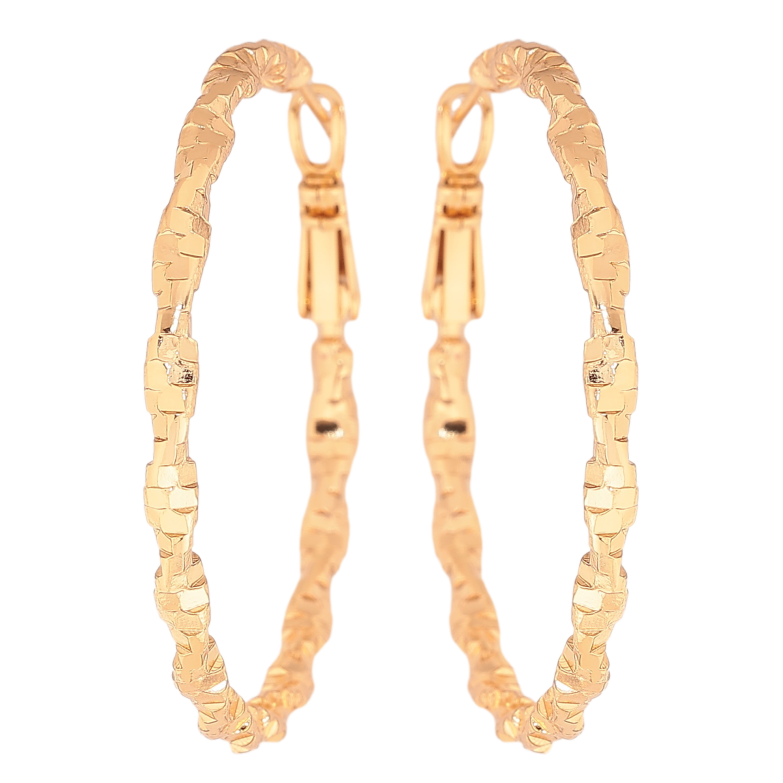 Серьги Xuping цвет Позолота 18K кольца (конго) "Декоративный узор" ø 4см фото №1