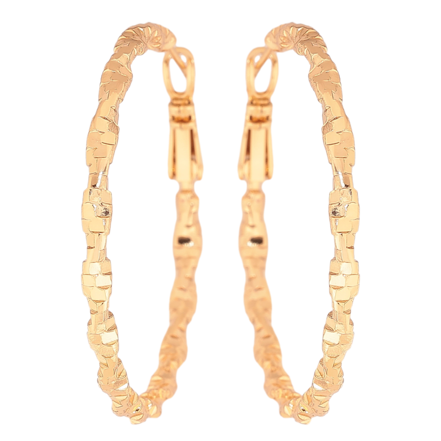 Серьги Xuping цвет Позолота 18K кольца (конго) "Декоративный узор" ø 4см фото №1