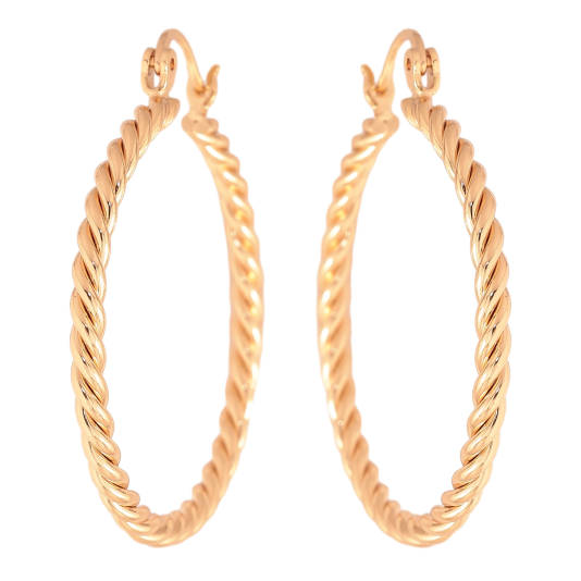 Серьги Xuping цвет Позолота 18K кольца (конго) "Декоративный узор" ø 3.5см фото №1
