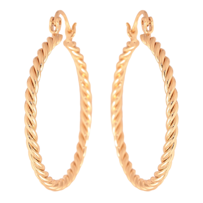 Серьги Xuping цвет Позолота 18K кольца (конго) "Декоративный узор" ø 3.5см фото №1