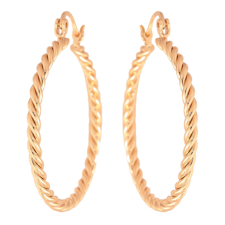 Сережки Xuping колір Позолота 18K кільця (конго) "Декоративний візерунок" ø 3.5см фото №1