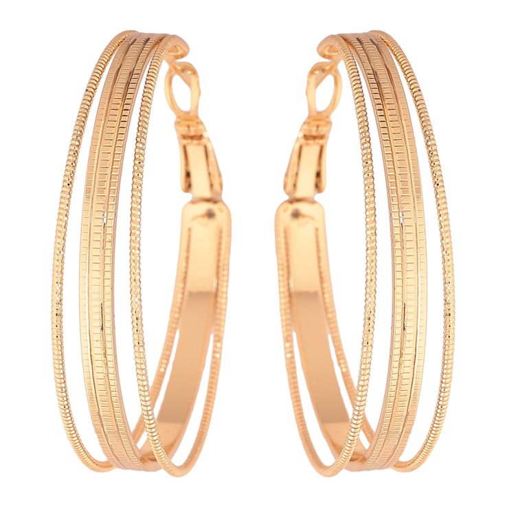 Сережки Xuping колір Позолота 18K кільця (конго) "Декоративний візерунок" ø 4см фото №18