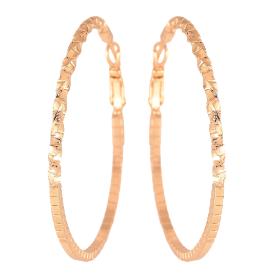 Сережки Xuping колір Позолота 18K кільця (конго) "Декоративний візерунок" ø 5см фото №1