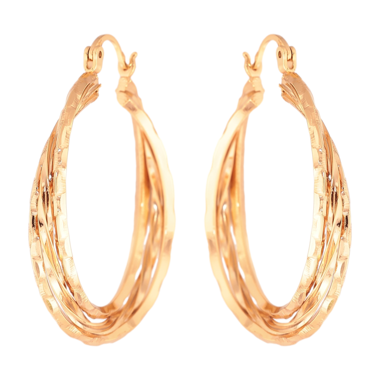 Серьги Xuping цвет Позолота 18K кольца (конго) "Декоративный узор" ø 3,5см фото №1