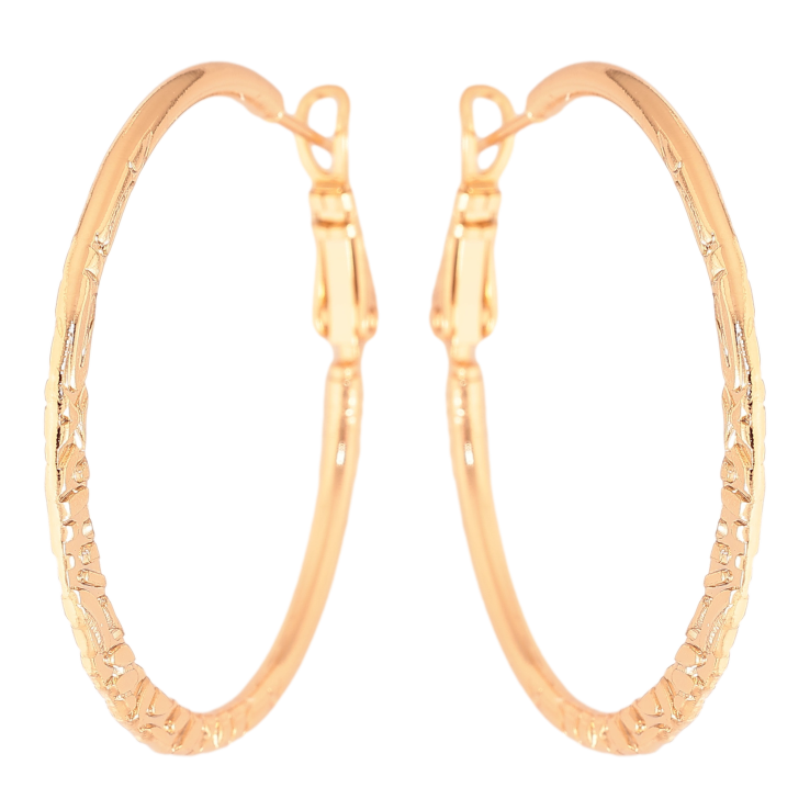 Серьги Xuping цвет Позолота 18K кольца (конго) "Декоративный узор" ø 3.8см фото №4