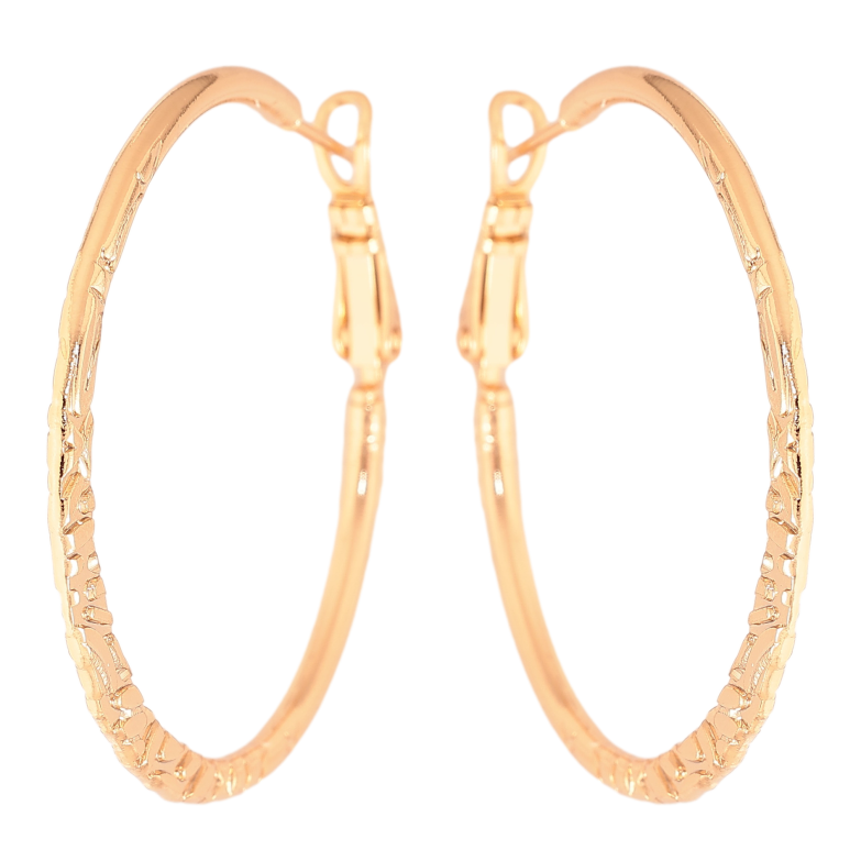 Серьги Xuping цвет Позолота 18K кольца (конго) "Декоративный узор" ø 3.8см фото №1