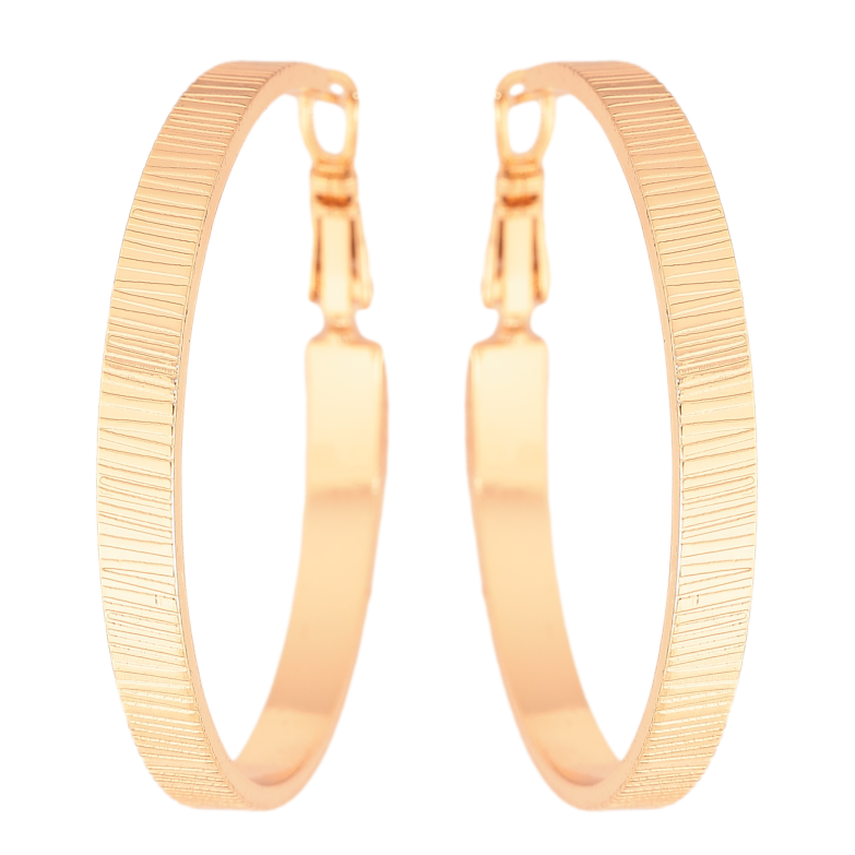 Сережки Xuping колір Позолота 18K кільця (конго) "Декоративний візерунок" ø 4см фото №1