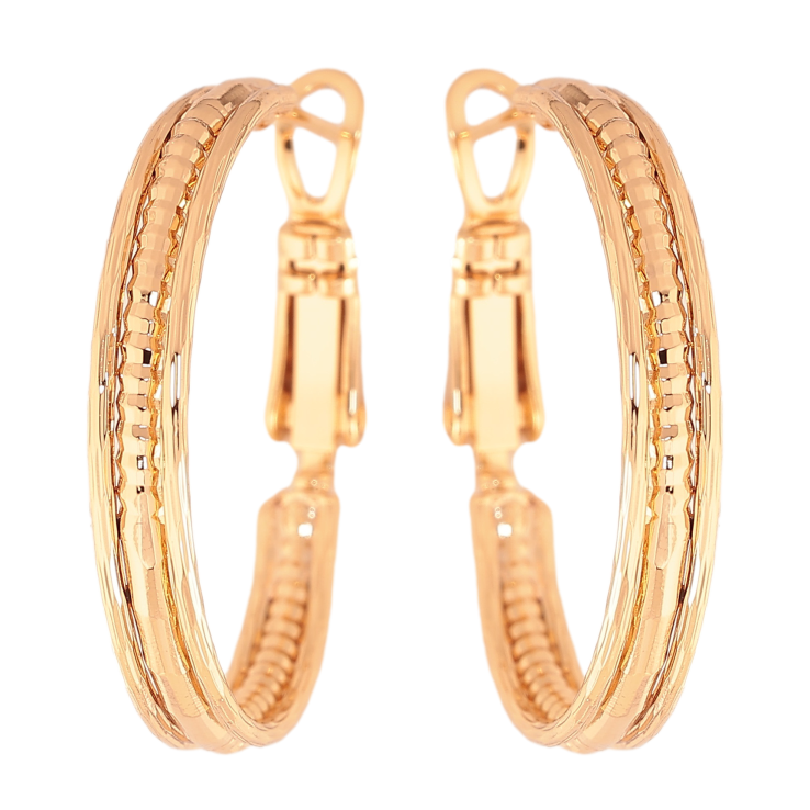 Сережки Xuping колір Позолота 18K кільця (конго) "Декоративний візерунок" ø 2.5см фото №16