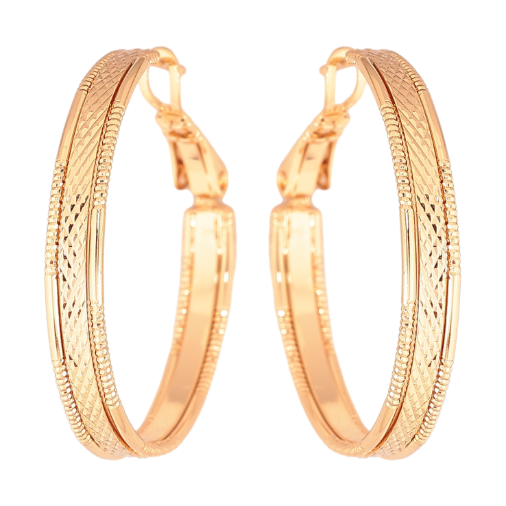 Сережки Xuping колір Позолота 18K кільця (конго) "Декоративний візерунок" ø 3см фото №25 Сережки Xuping колір Позолота 18K кільця (конго) "Декоративний візерунок" ø 3см фото №25