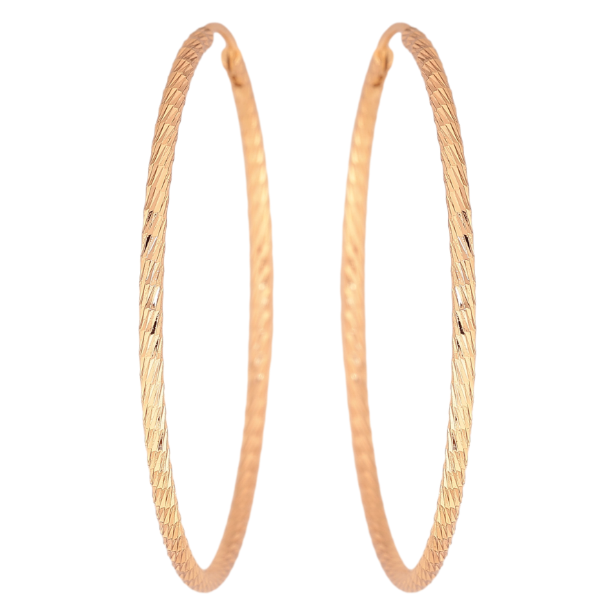 Сережки Xuping колір Позолота 18K кільця (конго) "Декоративний візерунок" ø 4.8см фото №1