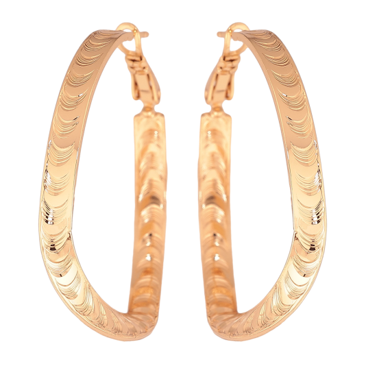 Серьги Xuping цвет Позолота 18K кольца (конго) "Декоративный узор" ø 4см фото №1