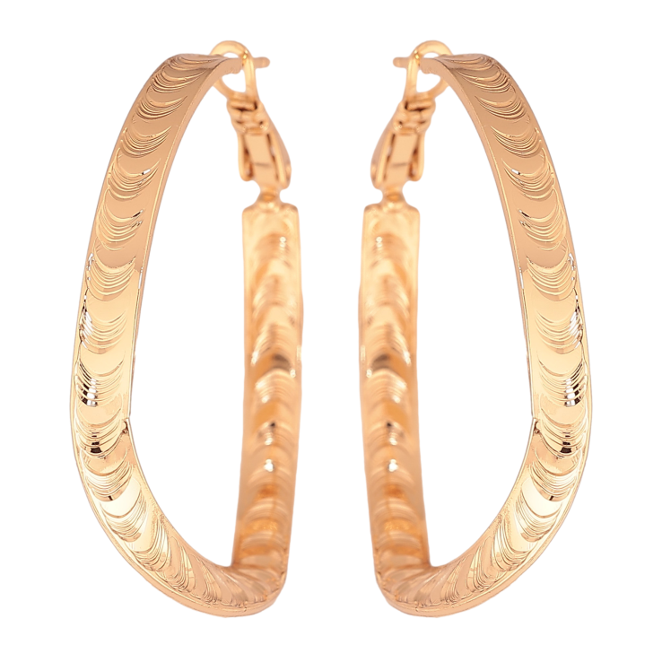 Сережки Xuping колір Позолота 18K кільця (конго) "Декоративний візерунок" ø 4см фото №20