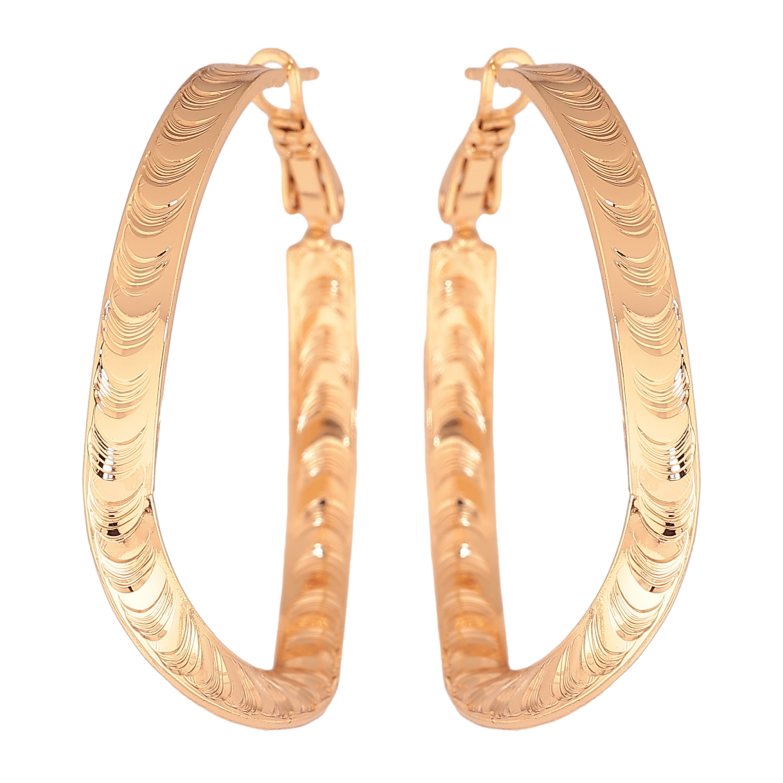 Серьги Xuping цвет Позолота 18K кольца (конго) "Декоративный узор" ø 4см фото №1