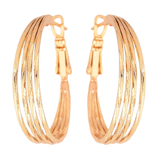 Серьги Xuping цвет Позолота 18K кольца (конго) "Декоративный узор" ø 3см фото №1