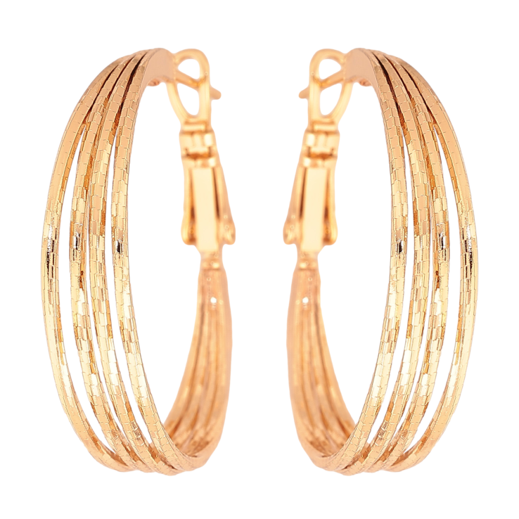 Серьги Xuping цвет Позолота 18K кольца (конго) "Декоративный узор" ø 3см фото №10