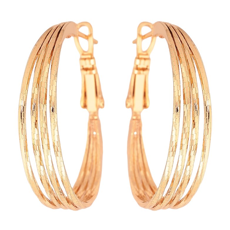 Серьги Xuping цвет Позолота 18K кольца (конго) "Декоративный узор" ø 3см фото №1