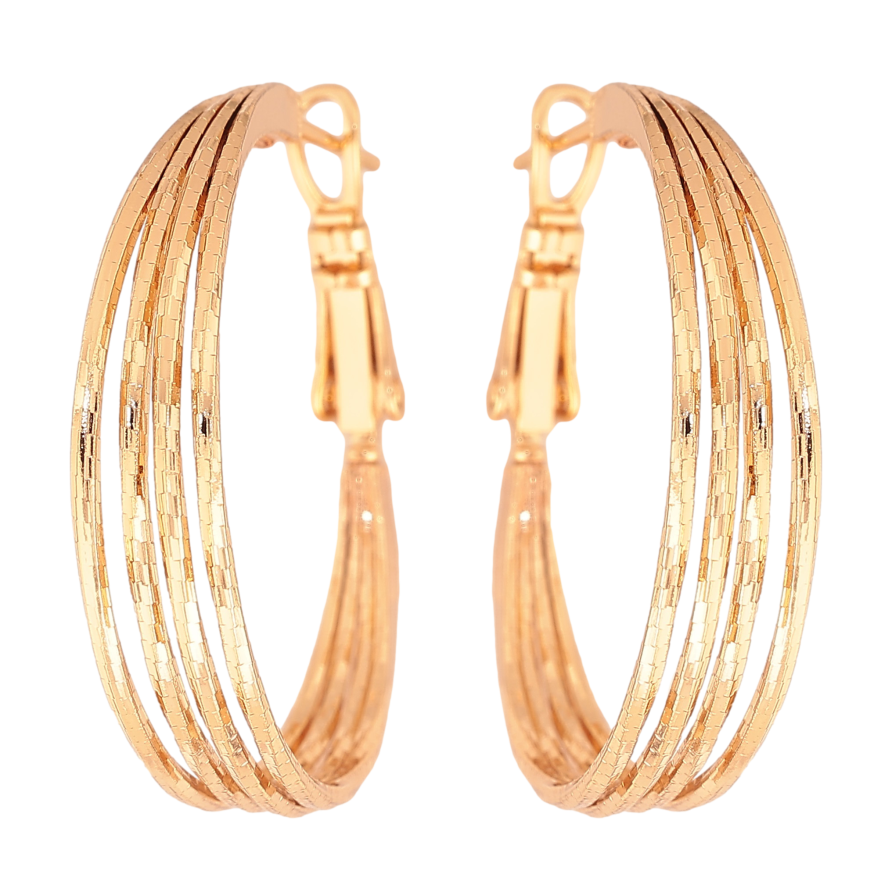 Серьги Xuping цвет Позолота 18K кольца (конго) "Декоративный узор" ø 3см фото №1