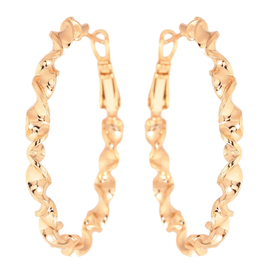 Серьги Xuping цвет Позолота 18K кольца (конго) "Декоративный узор" ø 4см фото №1