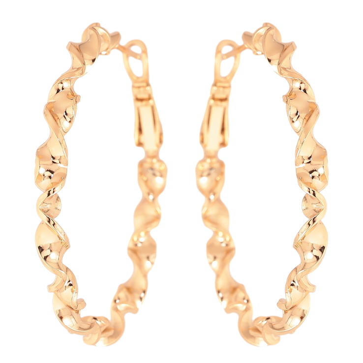 Серьги Xuping цвет Позолота 18K кольца (конго) "Декоративный узор" ø 4см фото №4