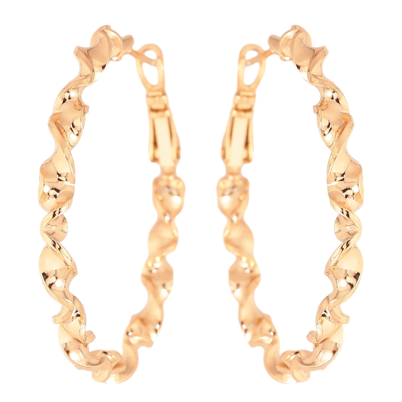 Серьги Xuping цвет Позолота 18K кольца (конго) "Декоративный узор" ø 4см фото №1