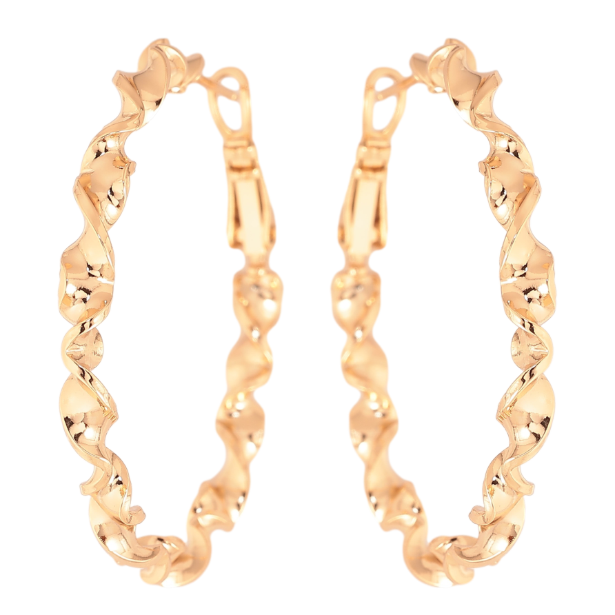 Серьги Xuping цвет Позолота 18K кольца (конго) "Декоративный узор" ø 4см фото №1