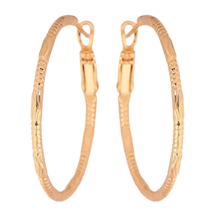 Серьги Xuping цвет Позолота 18K кольца (конго) "Декоративный узор" ø 3.5см фото №17