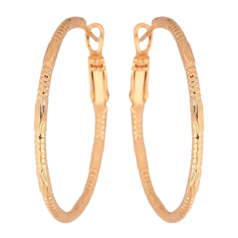 Серьги Xuping цвет Позолота 18K кольца (конго) "Декоративный узор" ø 3.5см фото №7