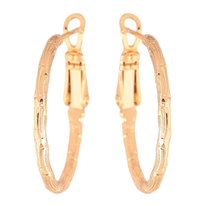 Сережки Xuping колір Позолота 18K кільця (конго) "Декоративний візерунок" ø 2.5см фото №1