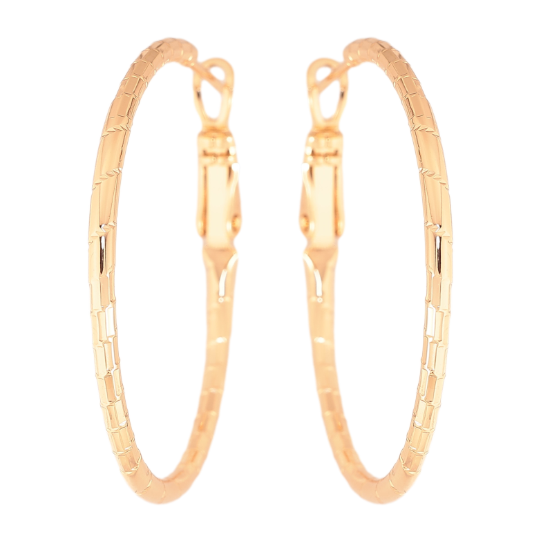 Сережки Xuping колір Позолота 18K кільця (конго) "Декоративний візерунок" ø 3.5см фото №1