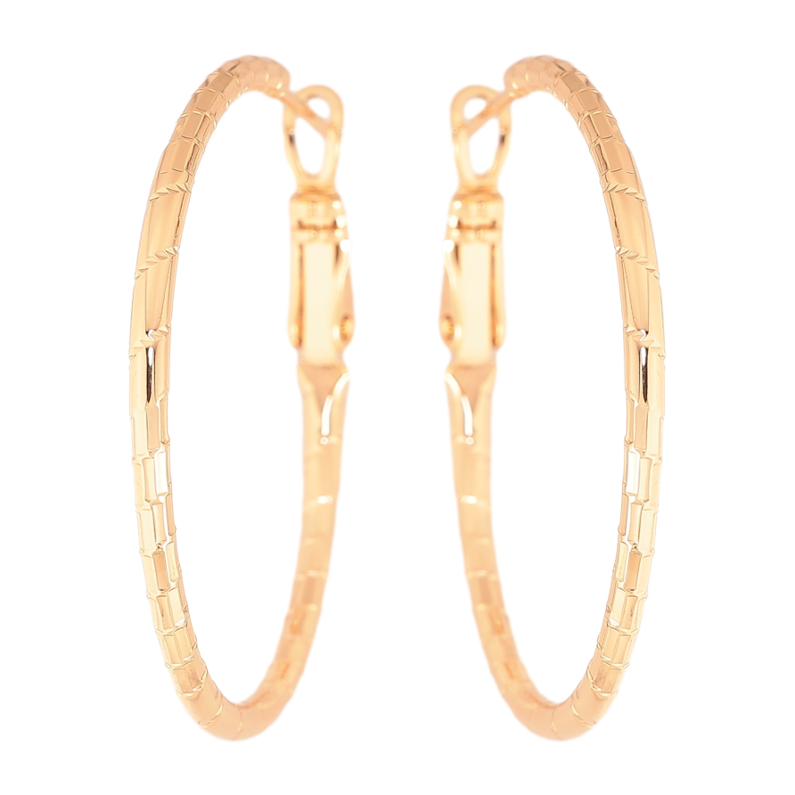 Сережки Xuping колір Позолота 18K кільця (конго) "Декоративний візерунок" ø 3.5см фото №1