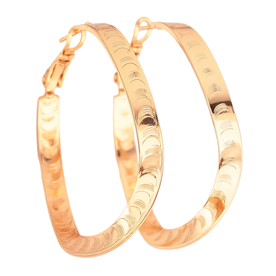 Серьги Xuping цвет Позолота 18K кольца (конго) "Декоративный узор" ø 4см фото №1