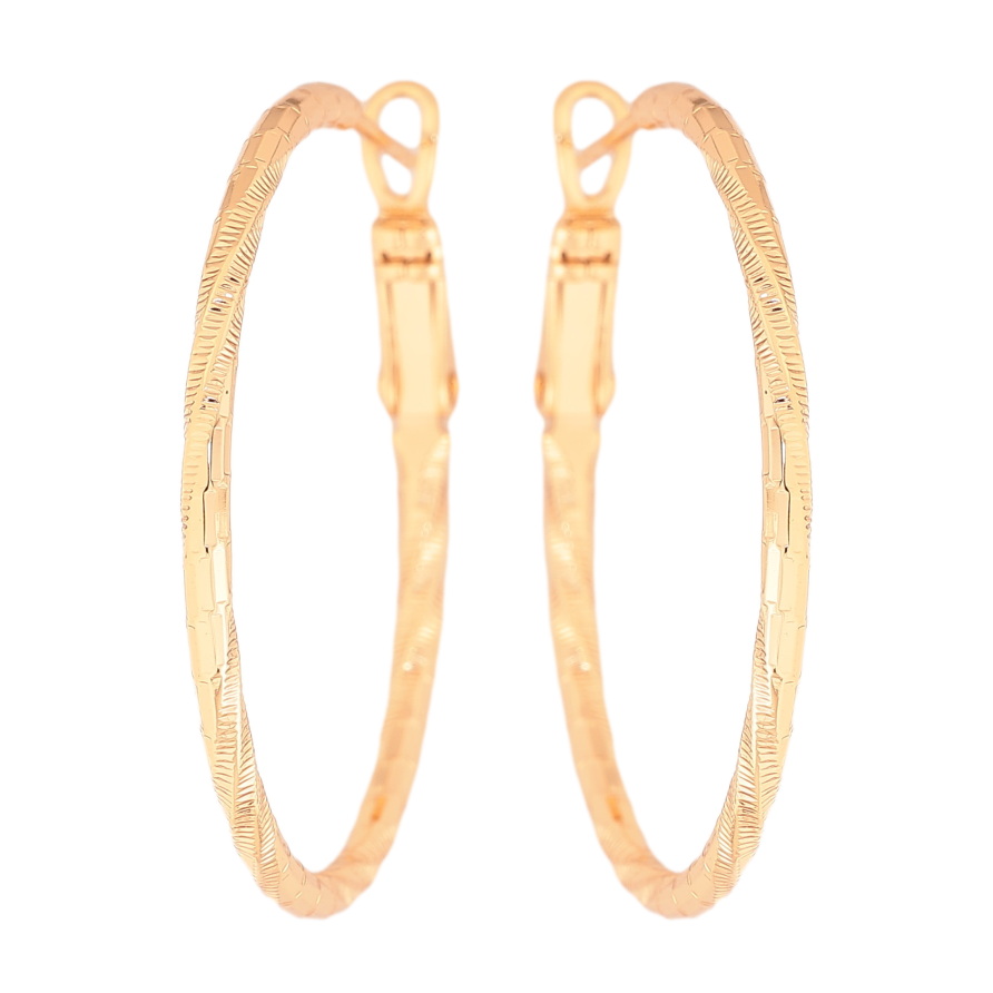 Сережки Xuping колір Позолота 18K кільця (конго) "Декоративний візерунок" ø 3.5см фото №1 Сережки Xuping колір Позолота 18K кільця (конго) "Декоративний візерунок" ø 3.5см фото №1