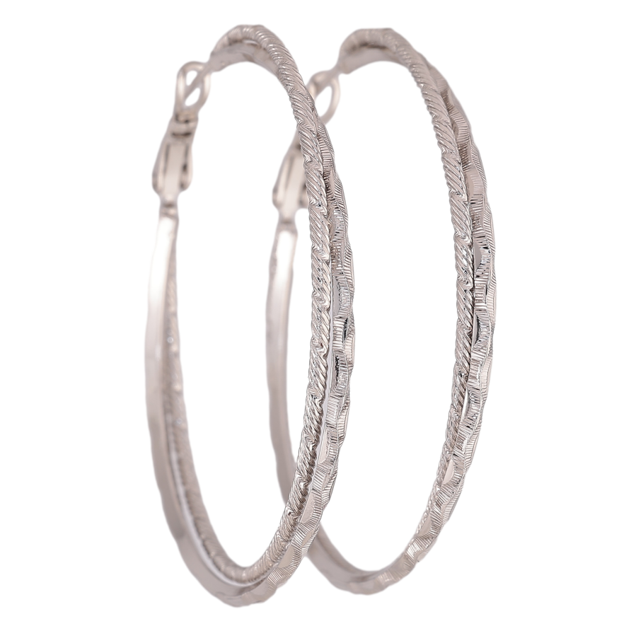 Сережки Xuping колір Родій кільця (конго) "Декоративний візерунок" ø 5см фото №1