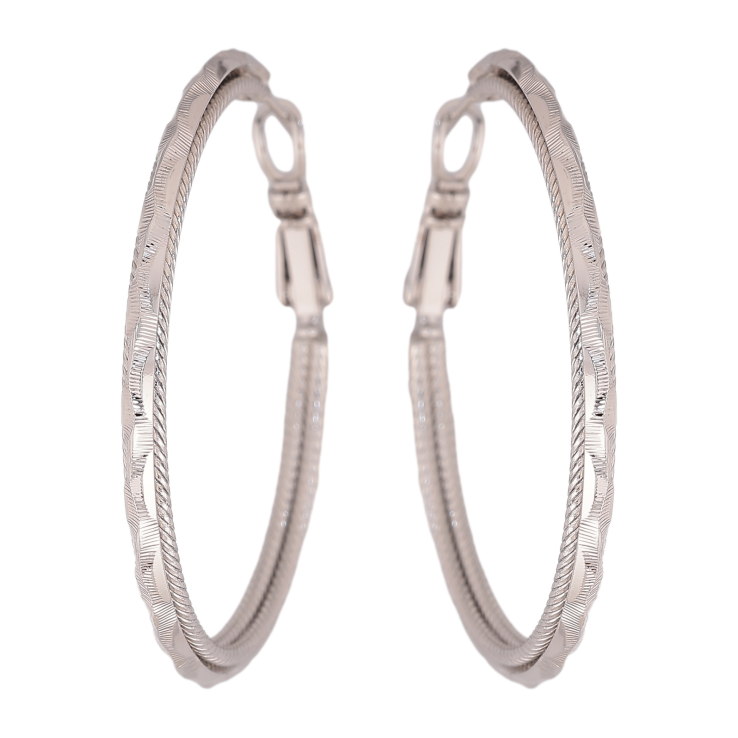 Сережки Xuping колір Родій кільця (конго) "Декоративний візерунок" ø 4см фото №6